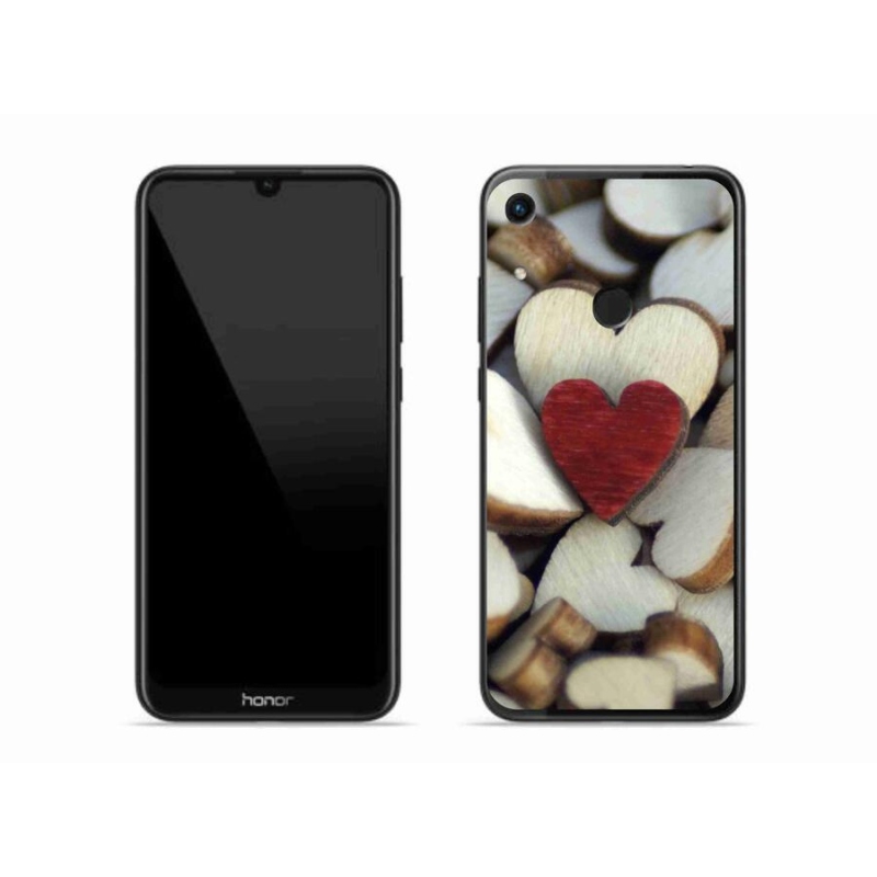 Gélový kryt mmCase na mobil Honor 8A - gravírované červené srdce