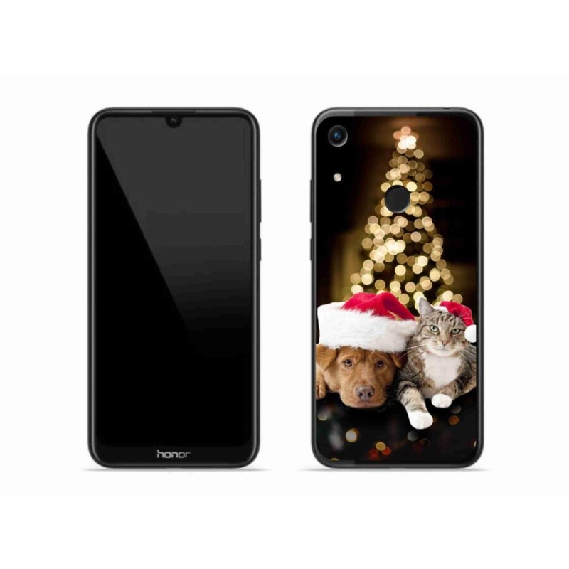 Gélový kryt mmCase na mobil Honor 8A - vianočný pes a mačka
