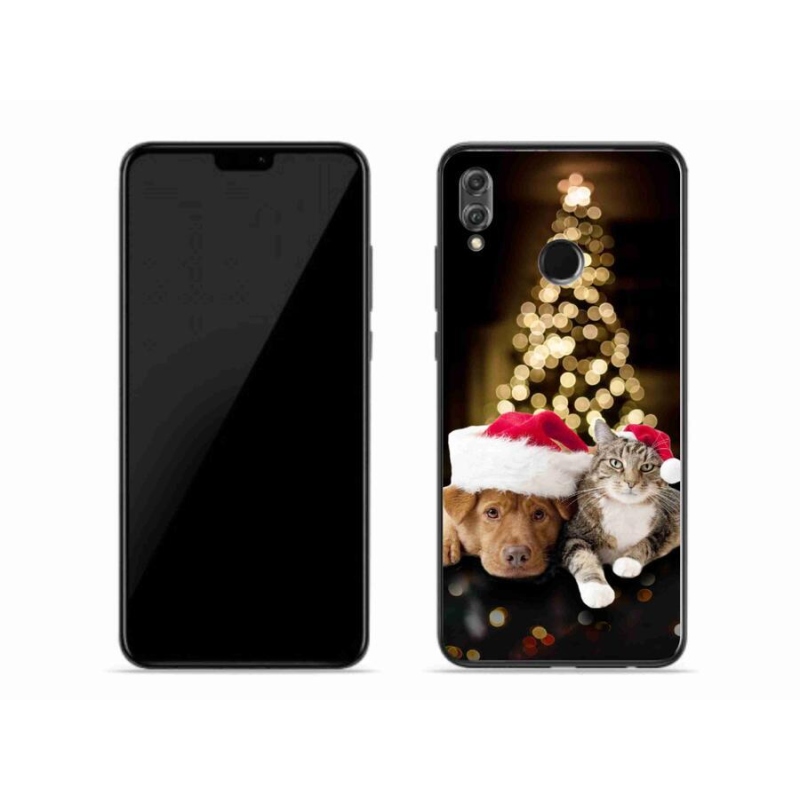 Gélový kryt mmCase na mobil Honor 8X - vianočný pes a mačka