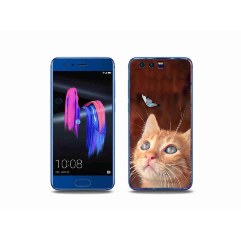 Gélový kryt mmCase na mobil Honor 9 - motýľ a mačiatko