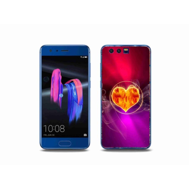 Gélový kryt mmCase na mobil Honor 9 - ohnivé srdce