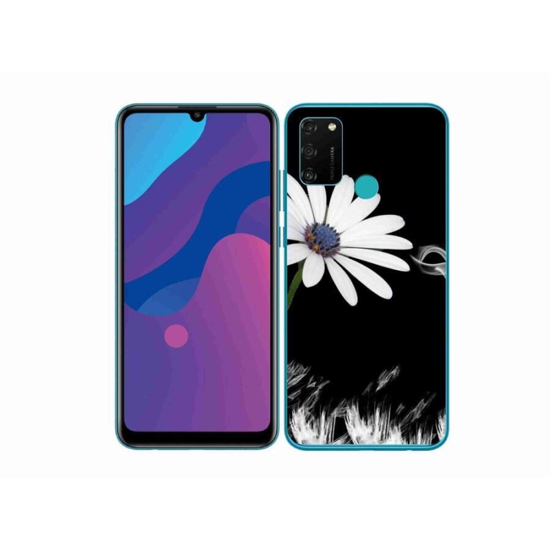 Gélový kryt mmCase na mobil Honor 9A - biela kvetina