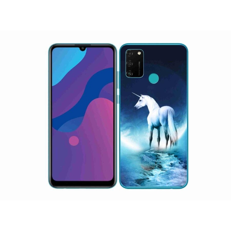 Gélový kryt mmCase na mobil Honor 9A - biely jednorožec