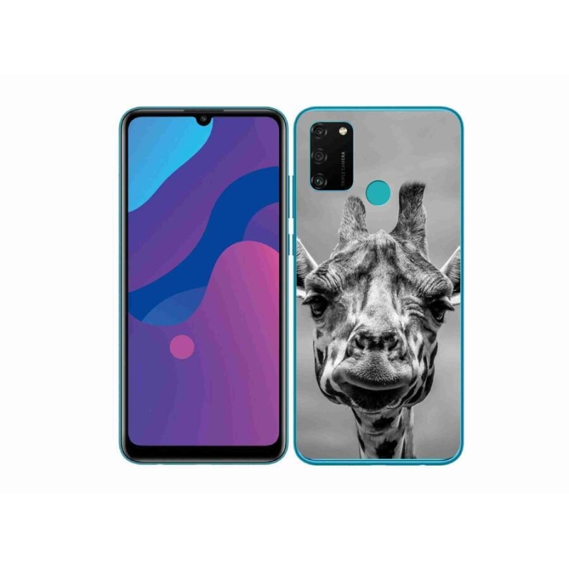 Gélový kryt mmCase na mobil Honor 9A - čiernobiela žirafa