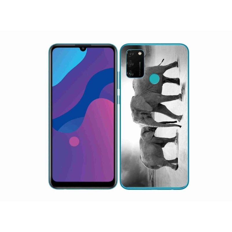 Gélový kryt mmCase na mobil Honor 9A - čiernobieli slony