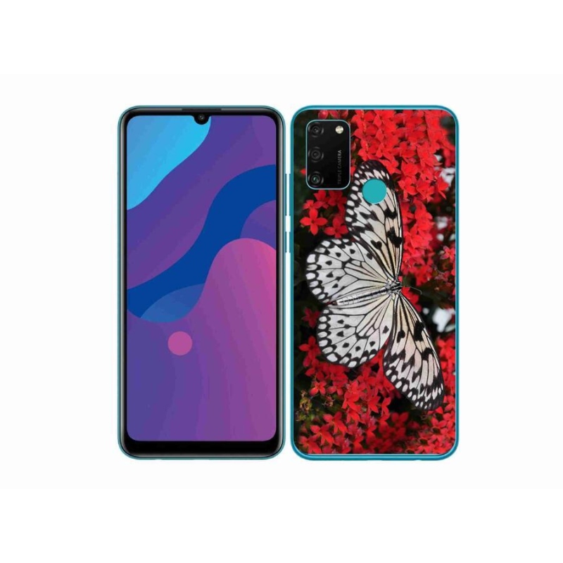 Gélový kryt mmCase na mobil Honor 9A - čiernobiely motýľ 1