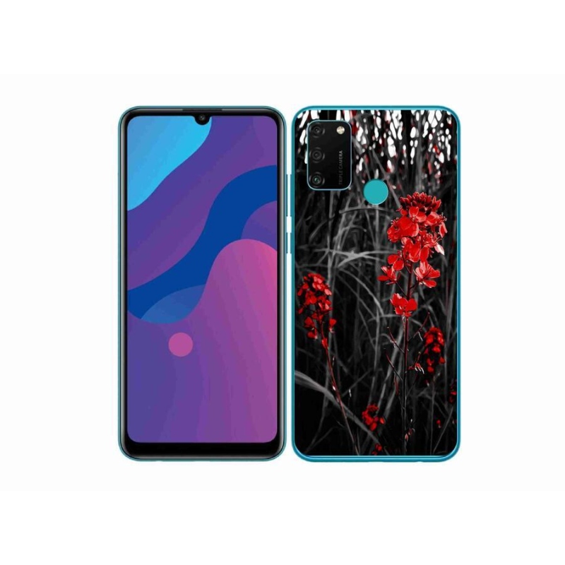 Gélový kryt mmCase na mobil Honor 9A - červená rastlina