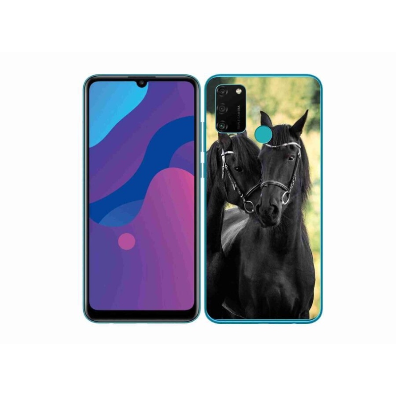 Gélový kryt mmCase na mobil Honor 9A - dva čierne kone