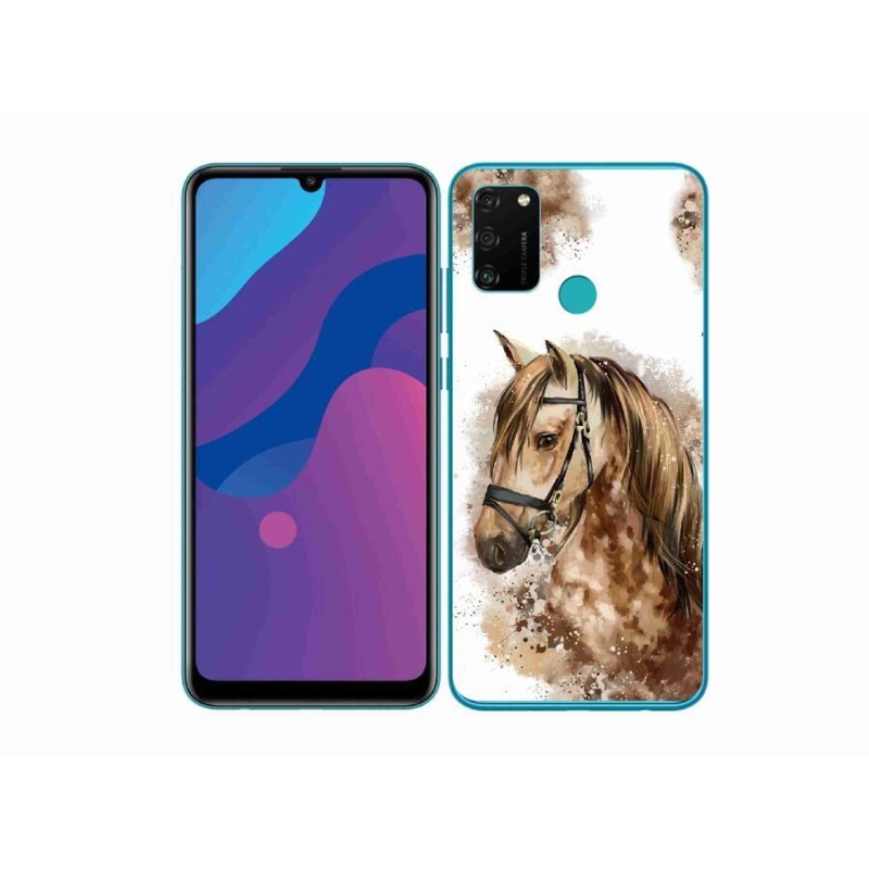 Gélový kryt mmCase na mobil Honor 9A - hnedý kreslený kôň