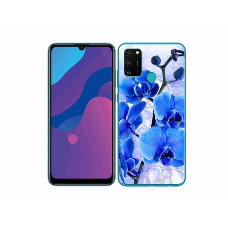 Gélový kryt mmCase na mobil Honor 9A - modré kvety