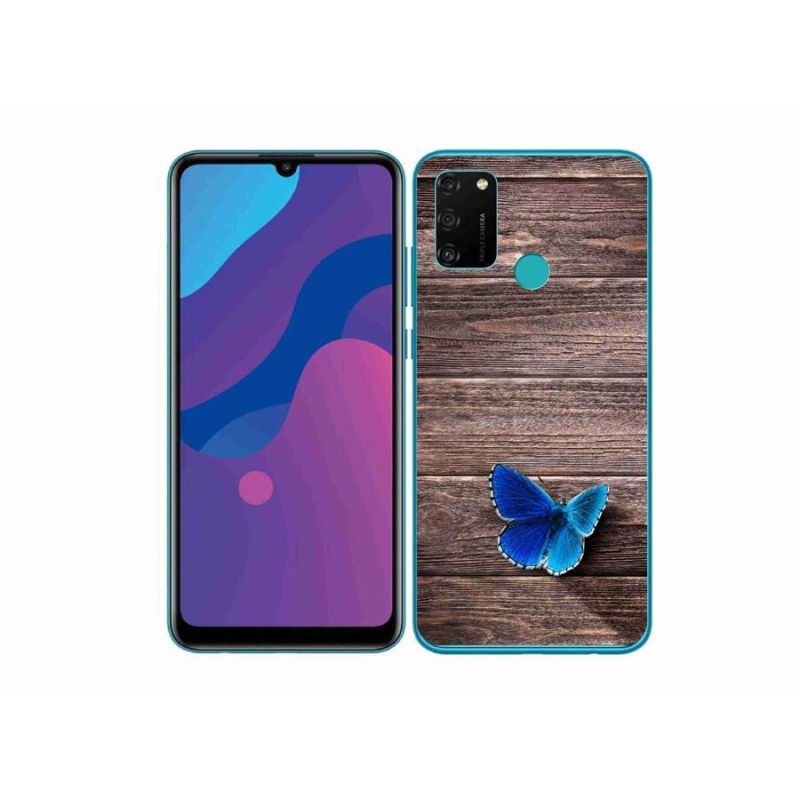 Gélový kryt mmCase na mobil Honor 9A - modrý motýľ 1