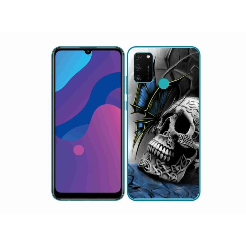 Gélový kryt mmCase na mobil Honor 9A - motýľ a lebka