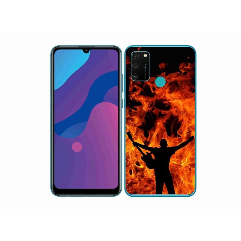 Gélový kryt mmCase na mobil Honor 9A - muzikant a oheň