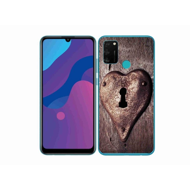 Gélový kryt mmCase na mobil Honor 9A - zámok v tvare srdca