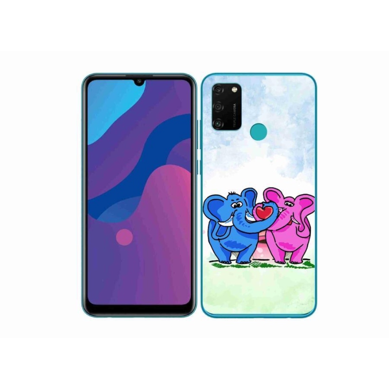 Gélový kryt mmCase na mobil Honor 9A - zamilovaní slony