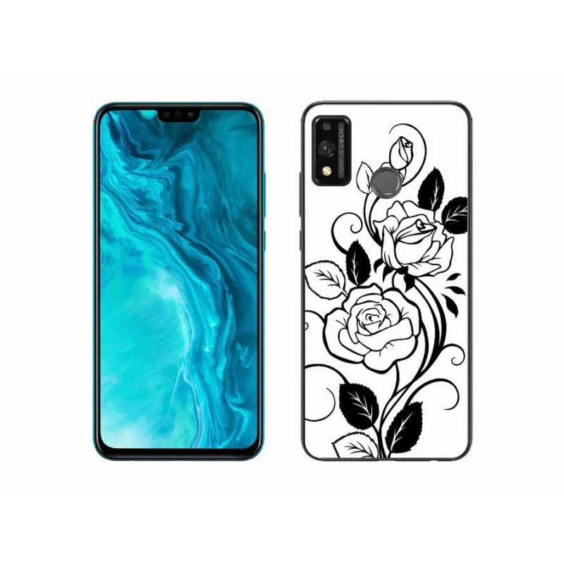 Gélový kryt mmCase na mobil Honor 9X Lite - čiernobiela ruža