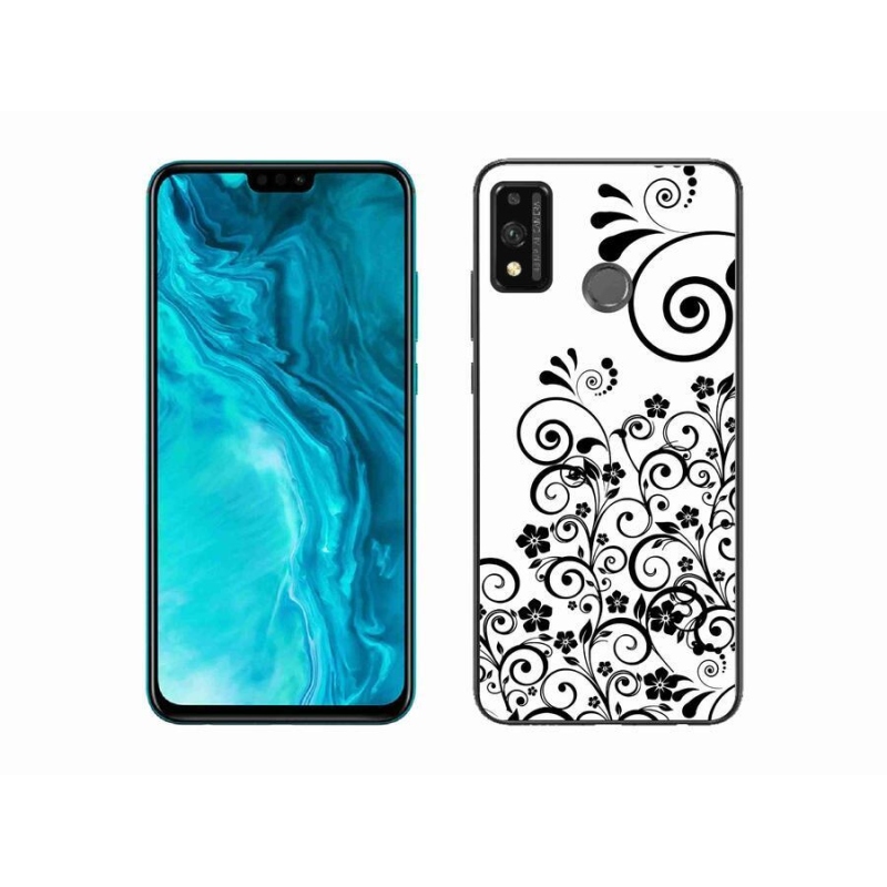 Gélový kryt mmCase na mobil Honor 9X Lite - čiernobiele kvetinové vzory