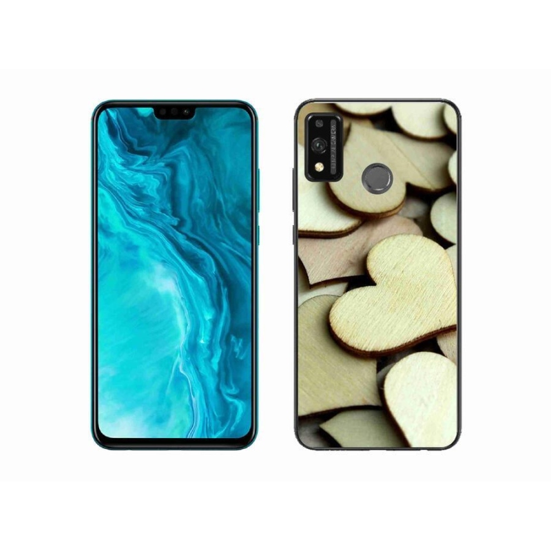 Gélový kryt mmCase na mobil Honor 9X Lite - drevená srdiečka