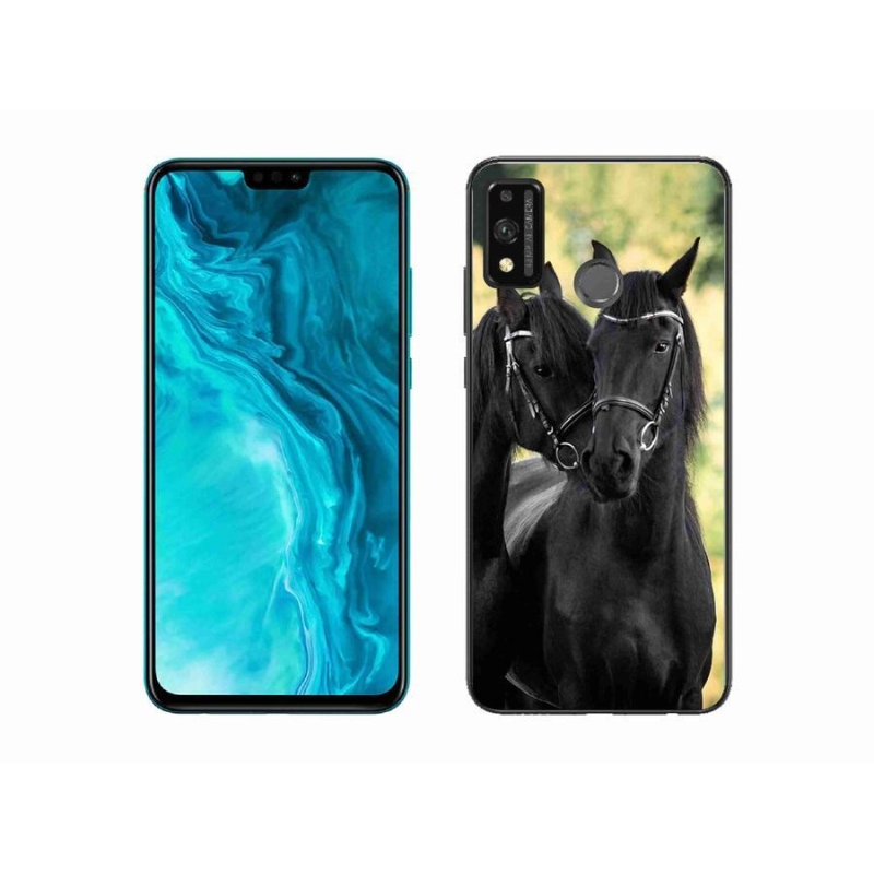 Gélový kryt mmCase na mobil Honor 9X Lite - dva čierne kone