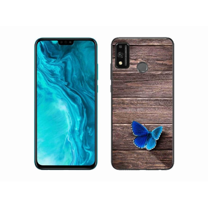 Gélový kryt mmCase na mobil Honor 9X Lite - modrý motýľ 1