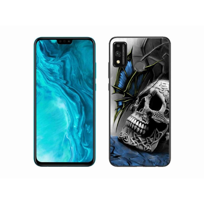 Gélový kryt mmCase na mobil Honor 9X Lite - motýľ a lebka