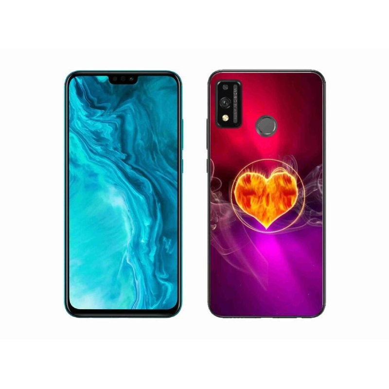 Gélový kryt mmCase na mobil Honor 9X Lite - ohnivé srdce