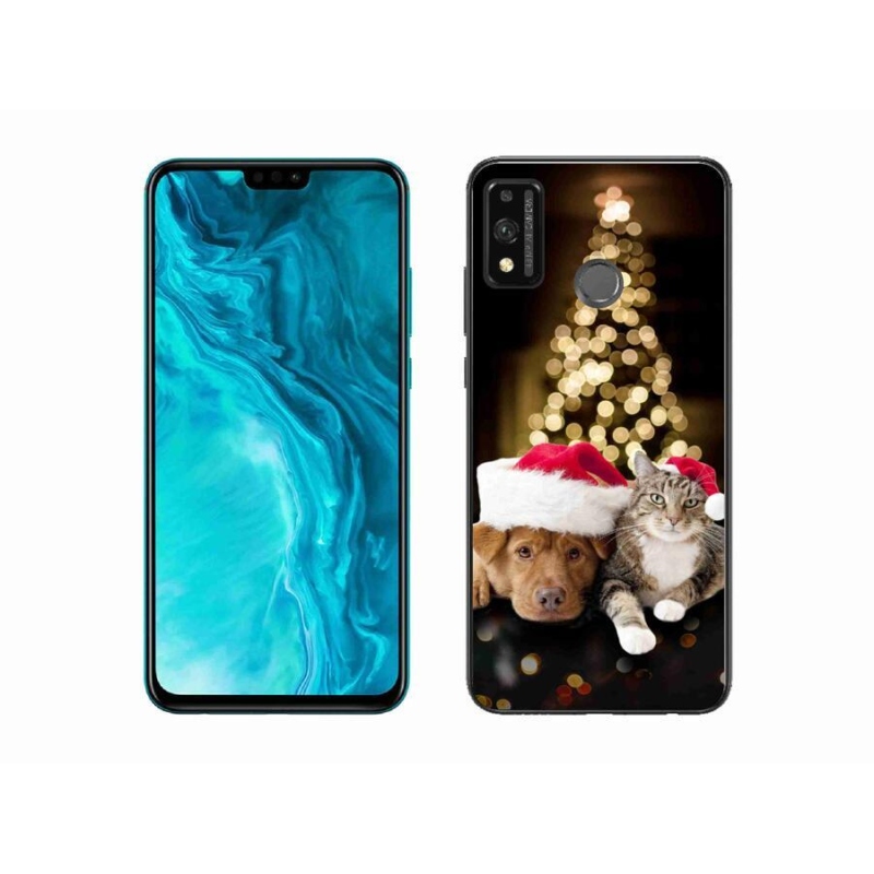 Gélový kryt mmCase na mobil Honor 9X Lite - vianočný pes a mačka