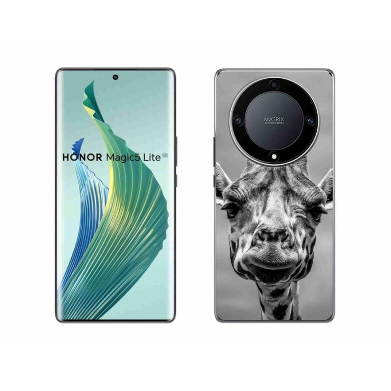 Gélový kryt mmCase na mobil Honor Magic 5 Lite 5G - čiernobiela žirafa