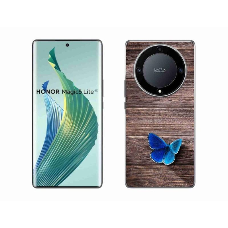 Gélový kryt mmCase na mobil Honor Magic 5 Lite 5G - modrý motýľ 1