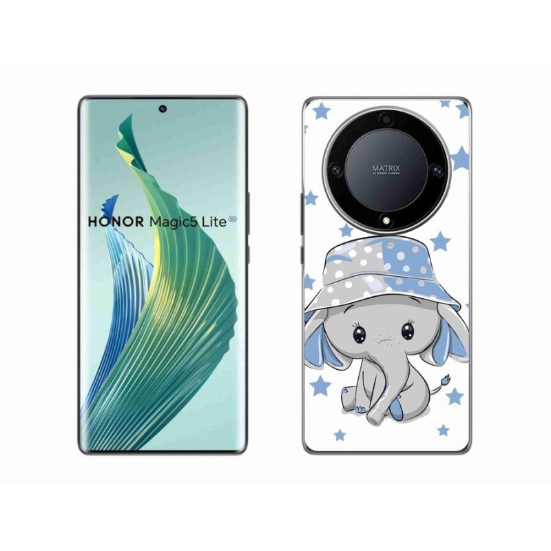 Gélový kryt mmCase na mobil Honor Magic 5 Lite 5G - modrý slon