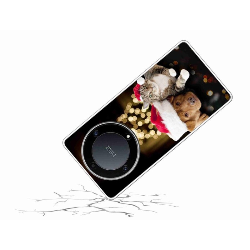 Gélový kryt mmCase na mobil Honor Magic 5 Lite 5G - vianočný pes a mačka