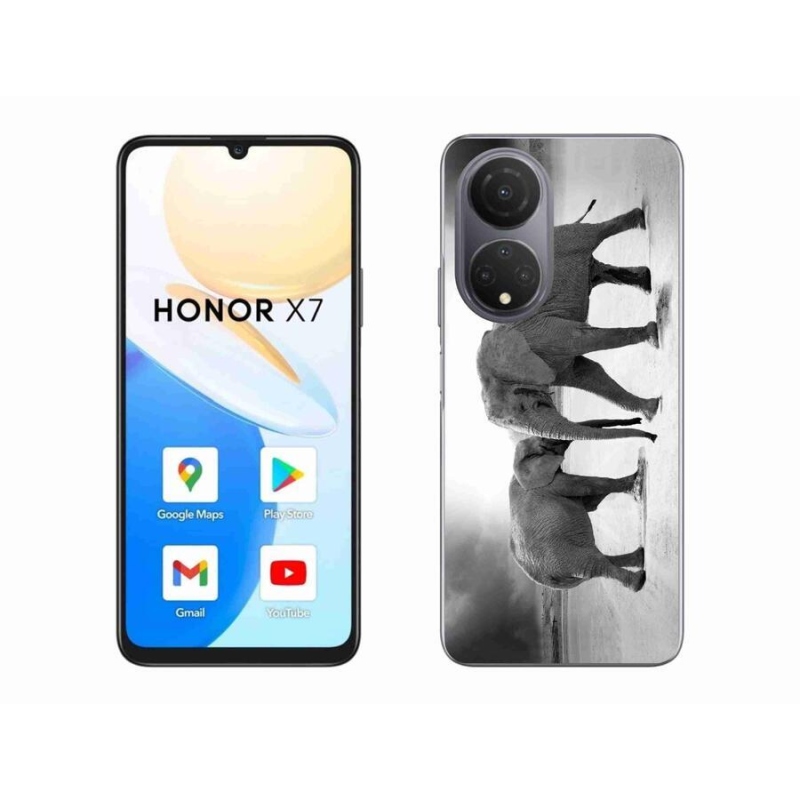 Gélový kryt mmCase na mobil Honor X7 - čiernobieli slony