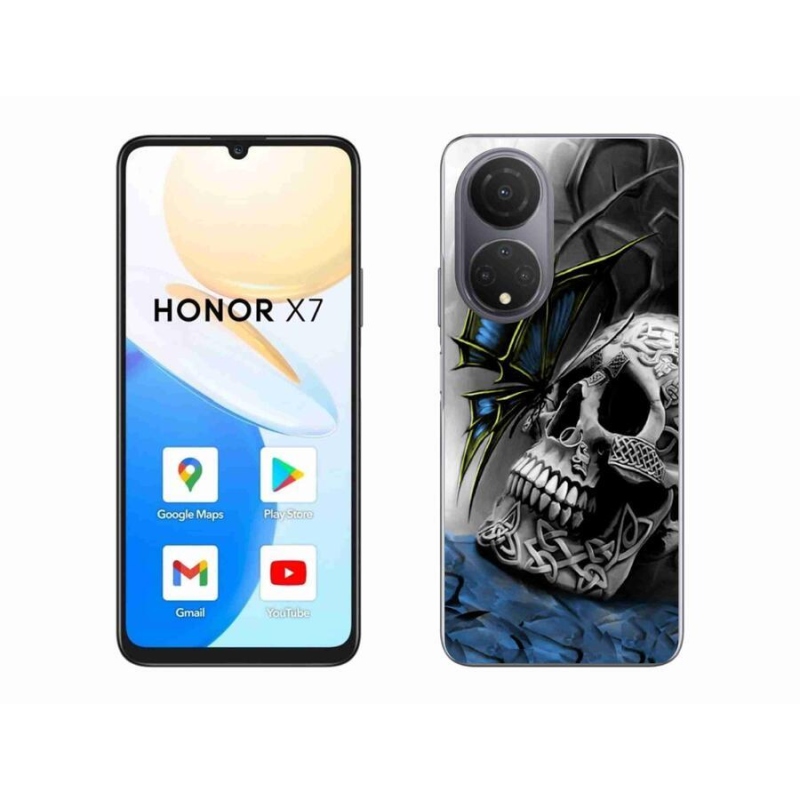 Gélový kryt mmCase na mobil Honor X7 - motýľ a lebka