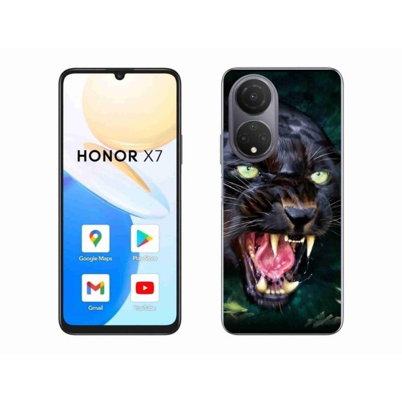 Gélový kryt mmCase na mobil Honor X7 - rozzúrený čierny panter