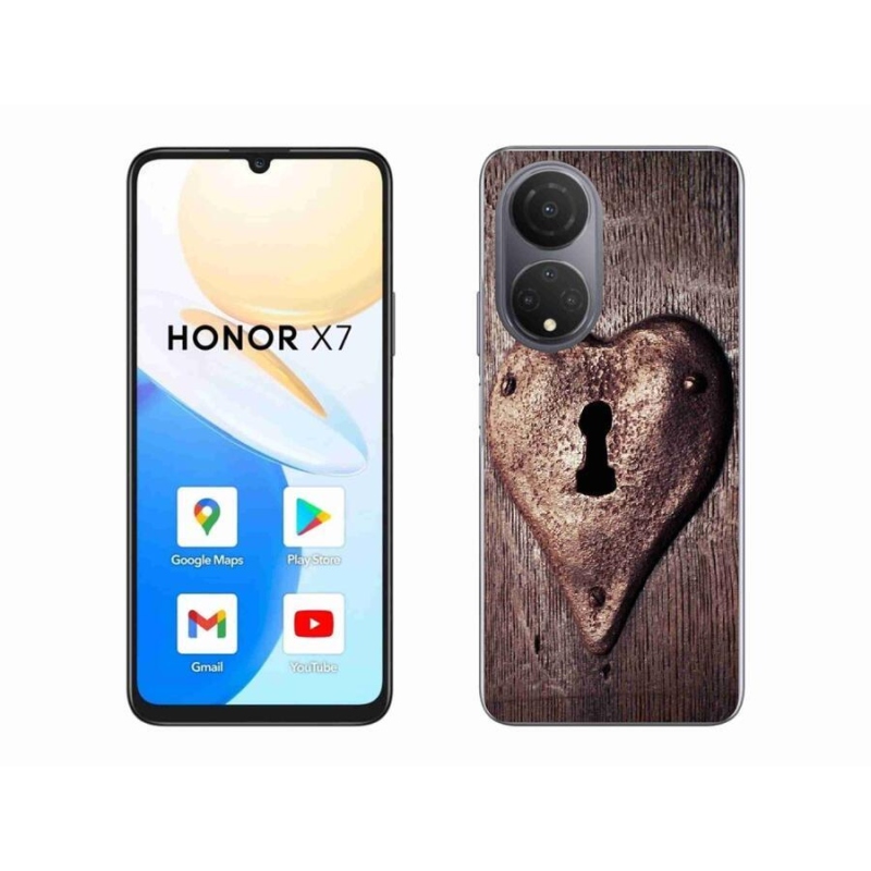 Gélový kryt mmCase na mobil Honor X7 - zámok v tvare srdca