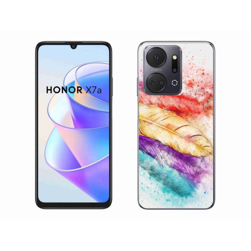 Gélový kryt mmCase na mobil Honor X7a - farebné perie