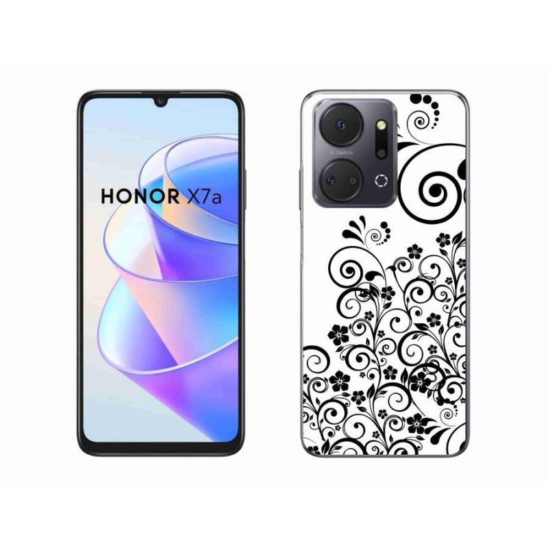 Gélový kryt mmCase na mobil Honor X7a - čiernobiele kvetinové vzory
