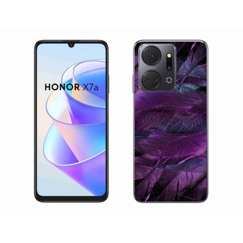 Gélový kryt mmCase na mobil Honor X7a - fialové pierka