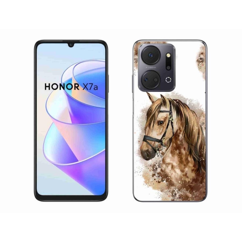 Gélový kryt mmCase na mobil Honor X7a - hnedý kreslený kôň