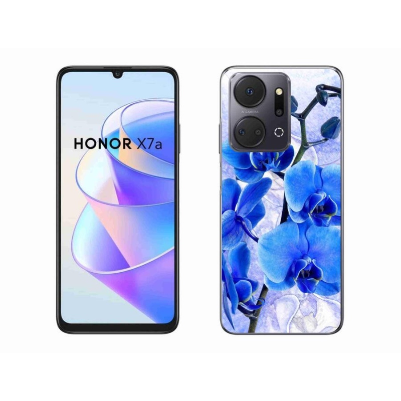 Gélový kryt mmCase na mobil Honor X7a - modré kvety
