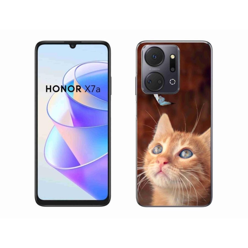 Gélový kryt mmCase na mobil Honor X7a - motýľ a mačiatko