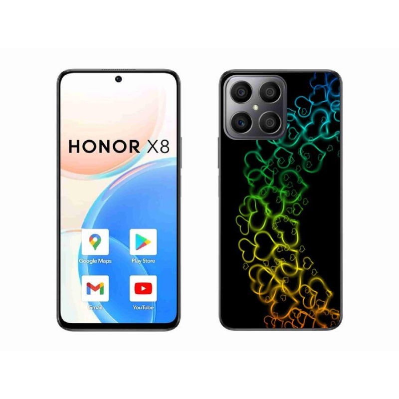 Gélový kryt mmCase na mobil Honor X8 4G - farebné srdiečka