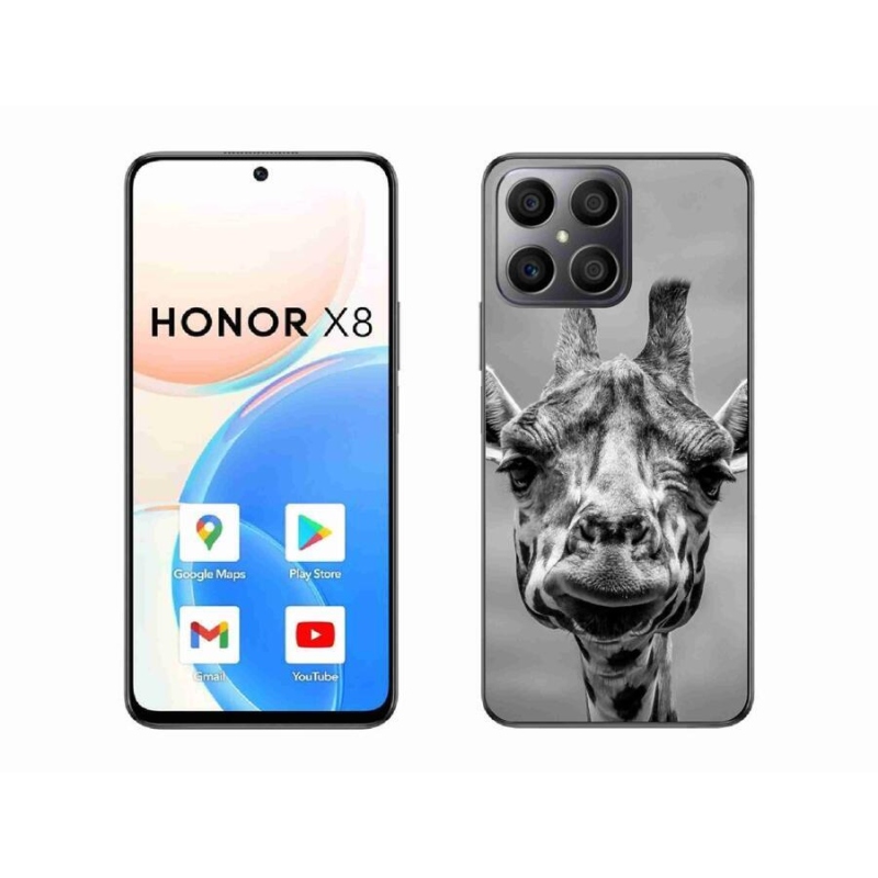 Gélový kryt mmCase na mobil Honor X8 4G - čiernobiela žirafa