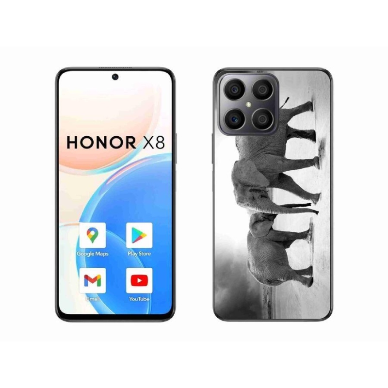 Gélový kryt mmCase na mobil Honor X8 4G - čiernobieli slony