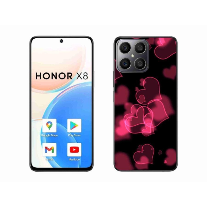 Gélový kryt mmCase na mobil Honor X8 4G - červená srdiečka
