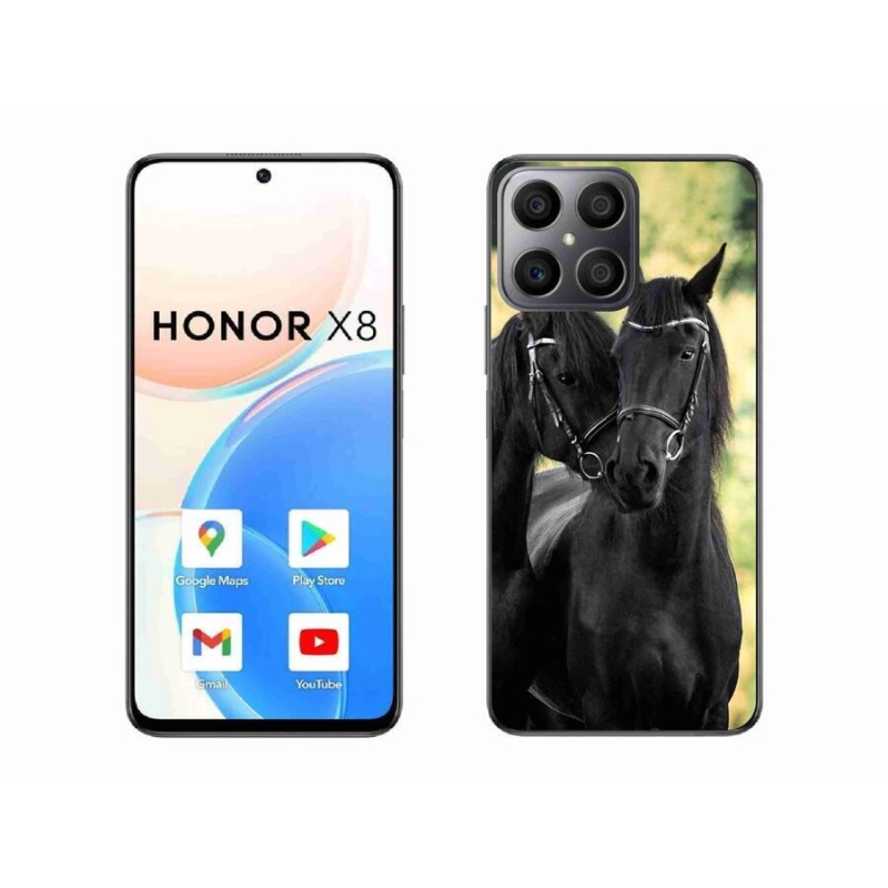 Gélový kryt mmCase na mobil Honor X8 4G - dva čierne kone