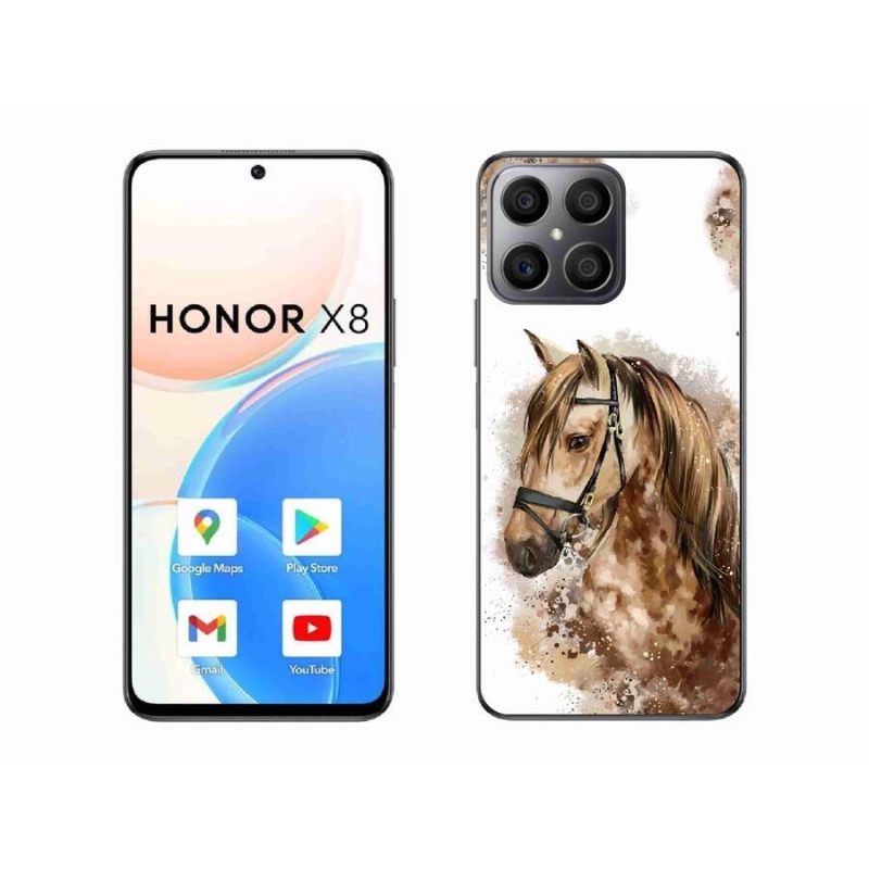 Gélový kryt mmCase na mobil Honor X8 4G - hnedý kreslený kôň