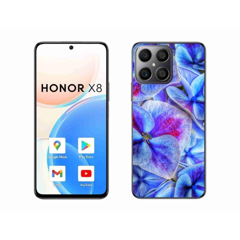 Gélový kryt mmCase na mobil Honor X8 4G - modré kvety 1