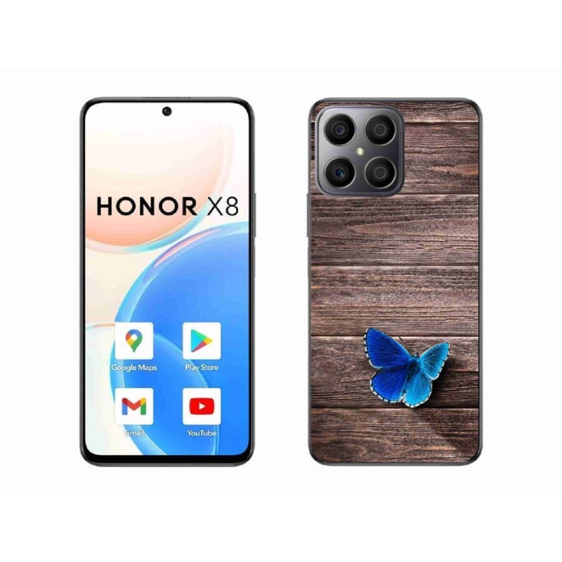 Gélový kryt mmCase na mobil Honor X8 4G - modrý motýľ 1