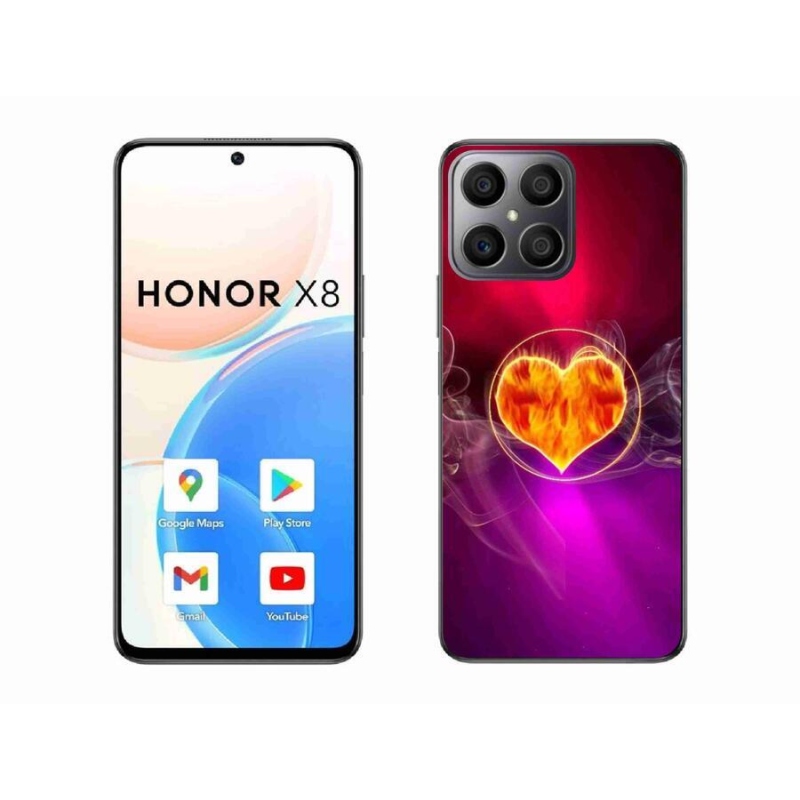 Gélový kryt mmCase na mobil Honor X8 4G - ohnivé srdce